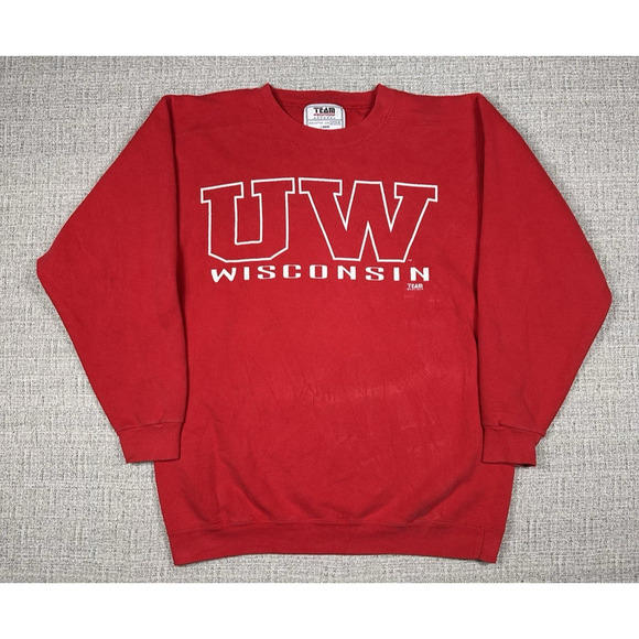 Vintage Wisconsin Badgers UW Team Edition Apparel Sweatshirt Sz L Made in USA - Picture 1 of 10